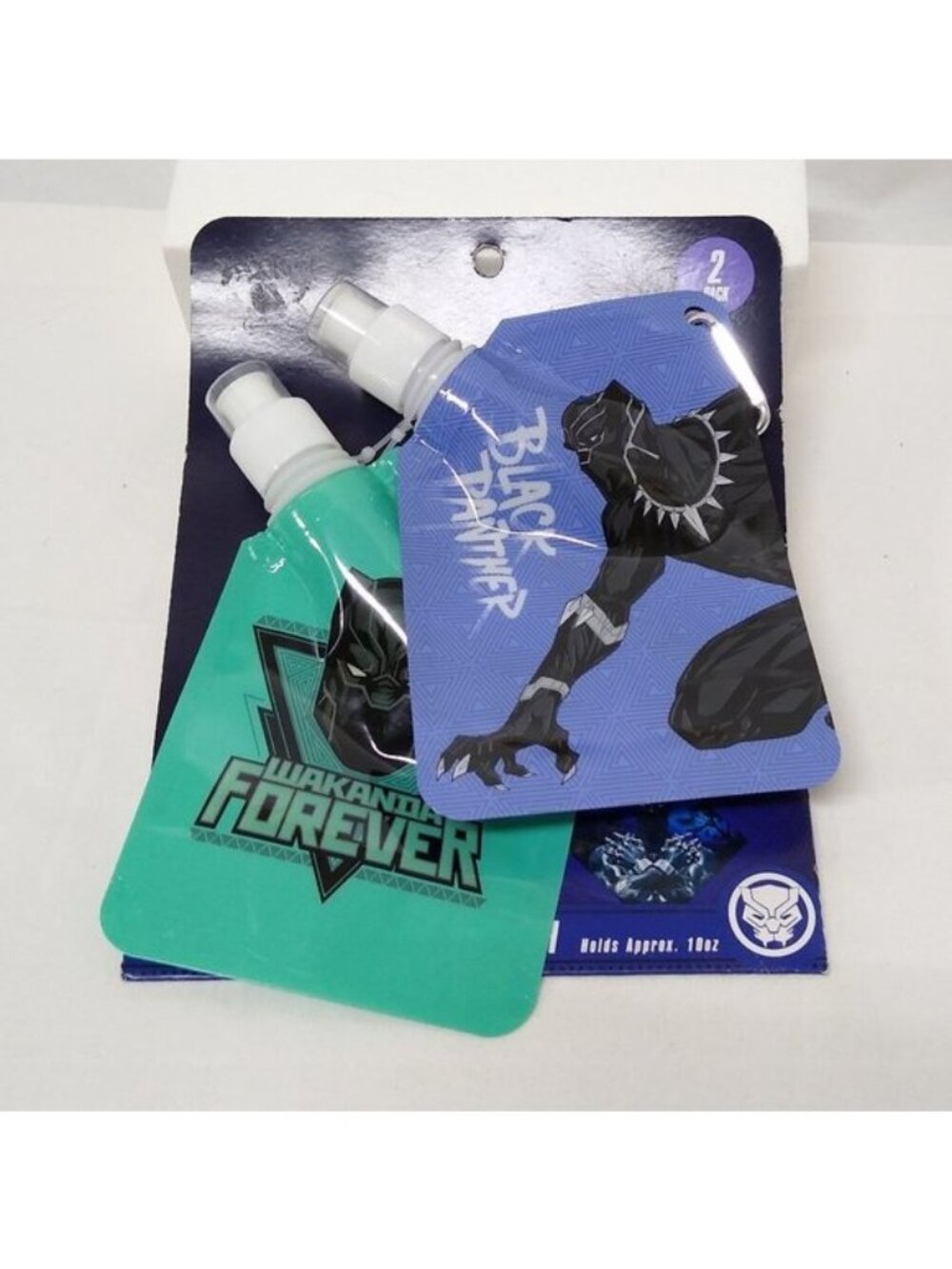Wakanda Forever & Black Panther Reusable Drink Pouches Each Holds 10oz - NWT G/B